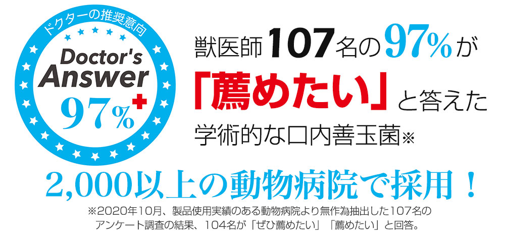 Doctors Voice 医療論文最多の口内善玉菌 2000件以上の動物病院で採用!
